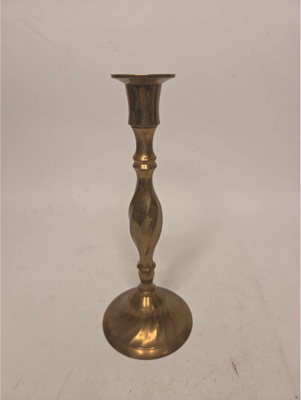 Vintage Solid Brass 9" Twist Candlestick Holder Spiral Stem Taper Accent